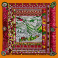 Atacado personalizado tela impressão peregrinação imitado 100 * 100 lenço de seda indiano
